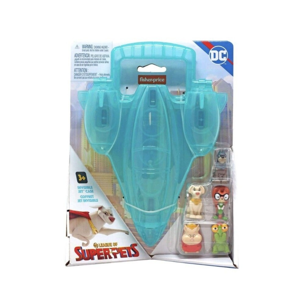 New DC League Of Superpets Playset Set Invisible Jet Case & 5 Figures